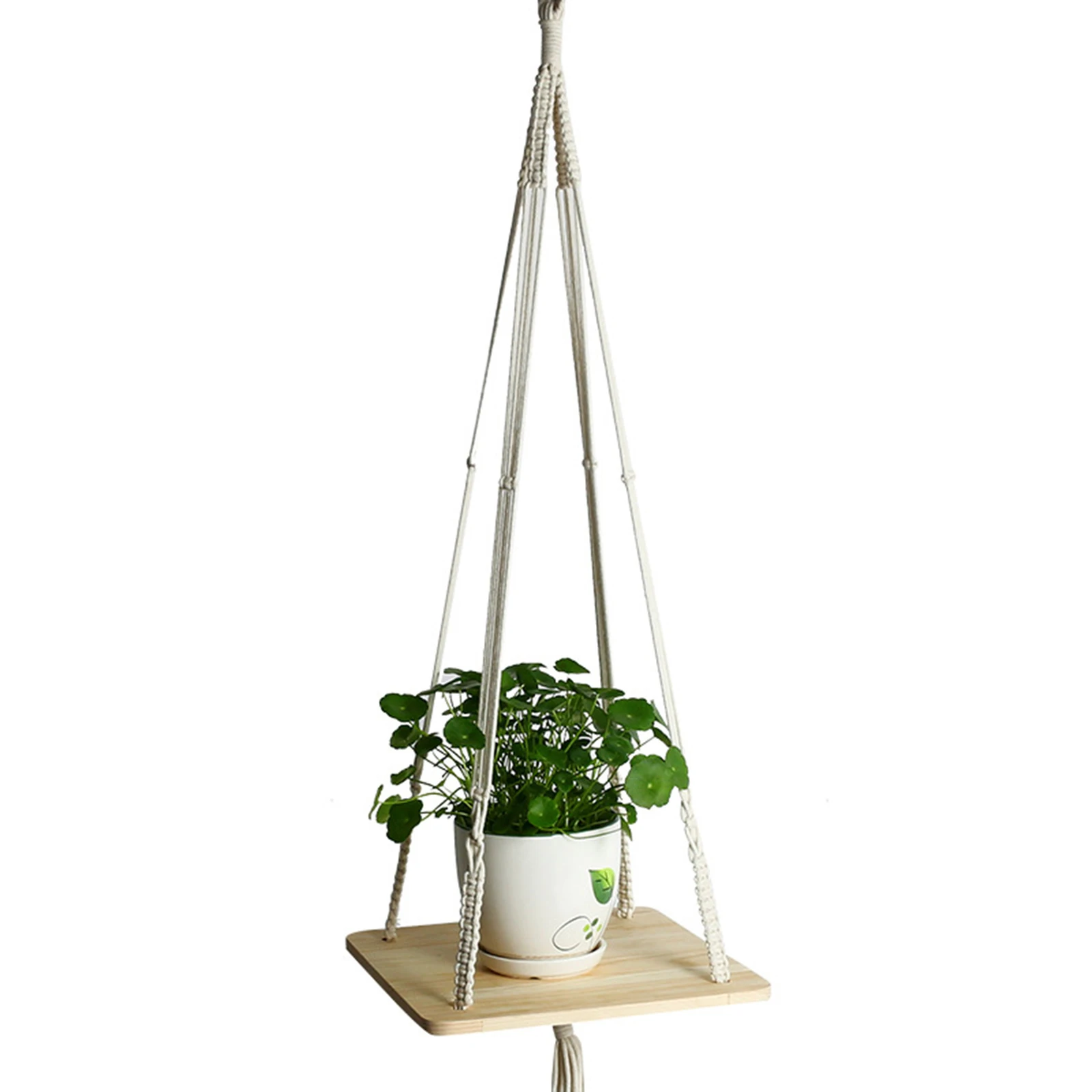 

1PC Macrame Plant Hanger Shelf Woven Rope Indoor Hanging Flower Pot Holder Home Decor
