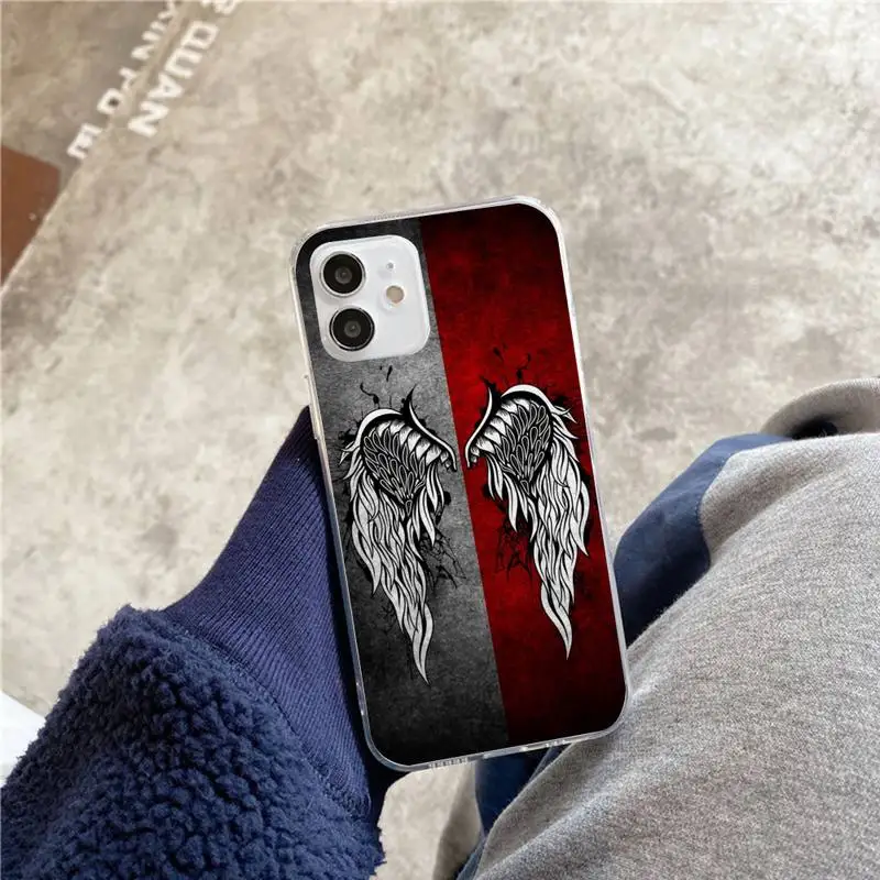 

Angel and devil wings Phone Case For iphone 5s 6 7 8 11 12 plus xsmax xr pro mini se Transparent Cover Fundas Coque