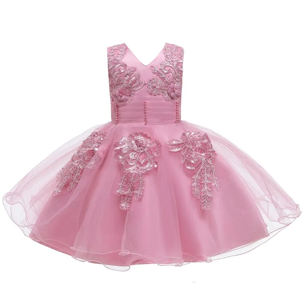 Hetiso Princess Flower Girls Wedding Dress Children Christmas Kids Baby Birthday Party Sleeveless Pink White | Детская одежда и