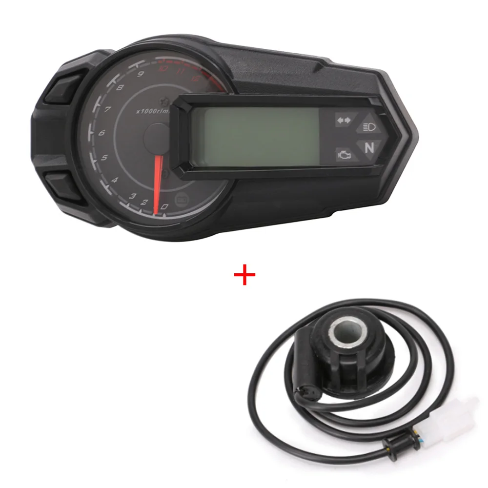With sensor-B Светодиодный спидометр для мотоцикла с подсветкой, одометр, тахометр Kmh, Универсальный датчик спидометра для мотоцикла 12000RPH - Цвет: With sensor-B