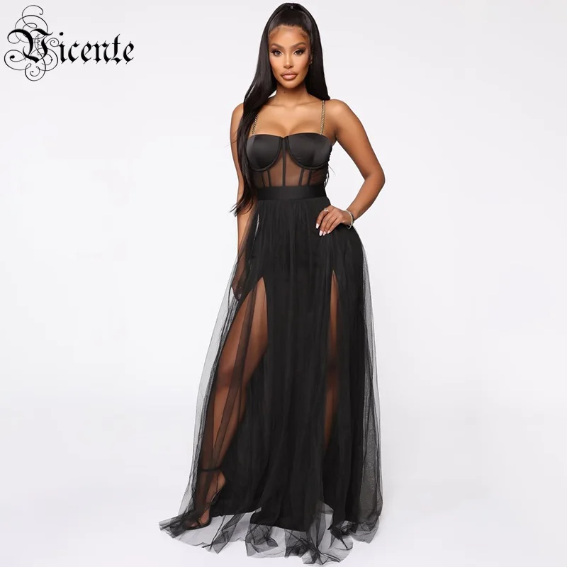 Женское Сетчатое платье макси на тонких бретельках вечернее праздничное