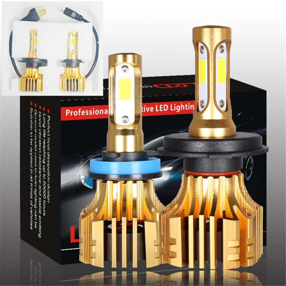 COB универсальные светодиодные лампы для автомобильных фар H4 Led H7 H11 H3 9005 880 12V 4000LM