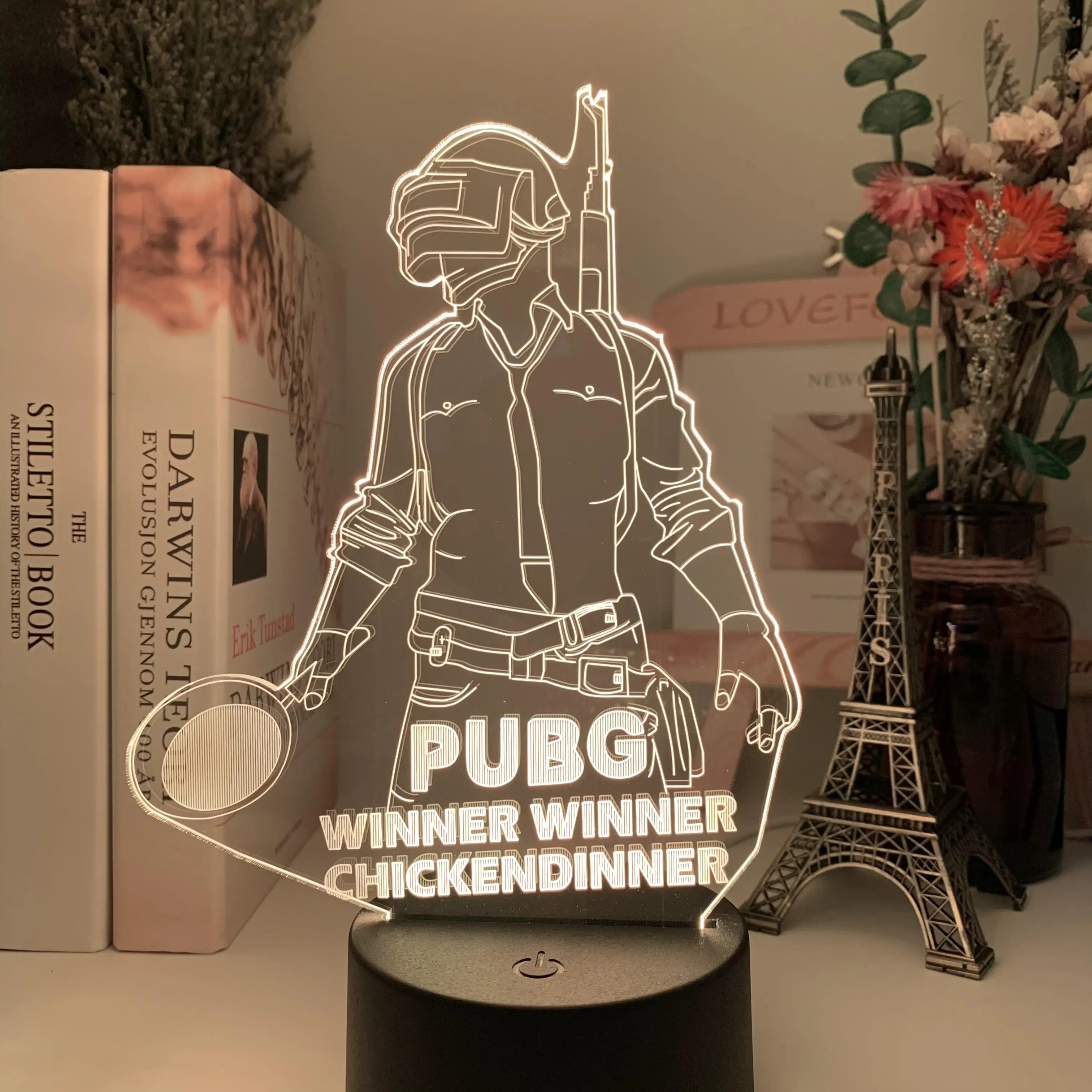 

3D Game PlayerUnknown's Battlegrounds 3D LED Night Light 16 Colors Changing Remote Control Nightlight COOL Event Prize Lamp PUBG