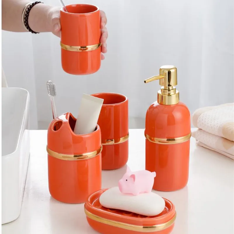 Керамический простой модный набор аксессуаров для ванной комнаты стиральные