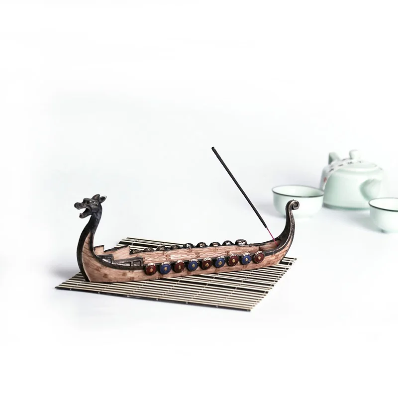 1 шт. Домашний драконовый лодочный фургон для благовоний с орнаментами, ручная резьба, предметы интерьера, традиционный дизайн, деревянная модельная декоративная ремесла.