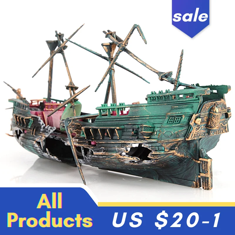 Большой аквариум декоративная лодка Plactic Корабль воздушный раздельный корабль