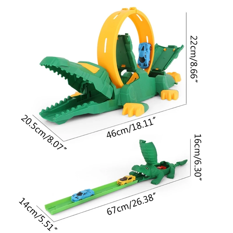 

50LE 360 Inertial Crocodile Launcher Model Car Rotating Puzzle Track Ejection Toy