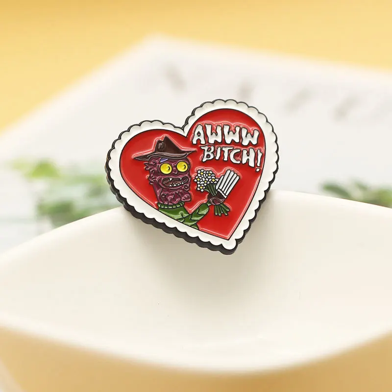 

Anime Brooch Mr Terry Heart Shape Funny Gift Cartoon Little Stuff Costume Bag DIY Decoration Metal Couple Cute