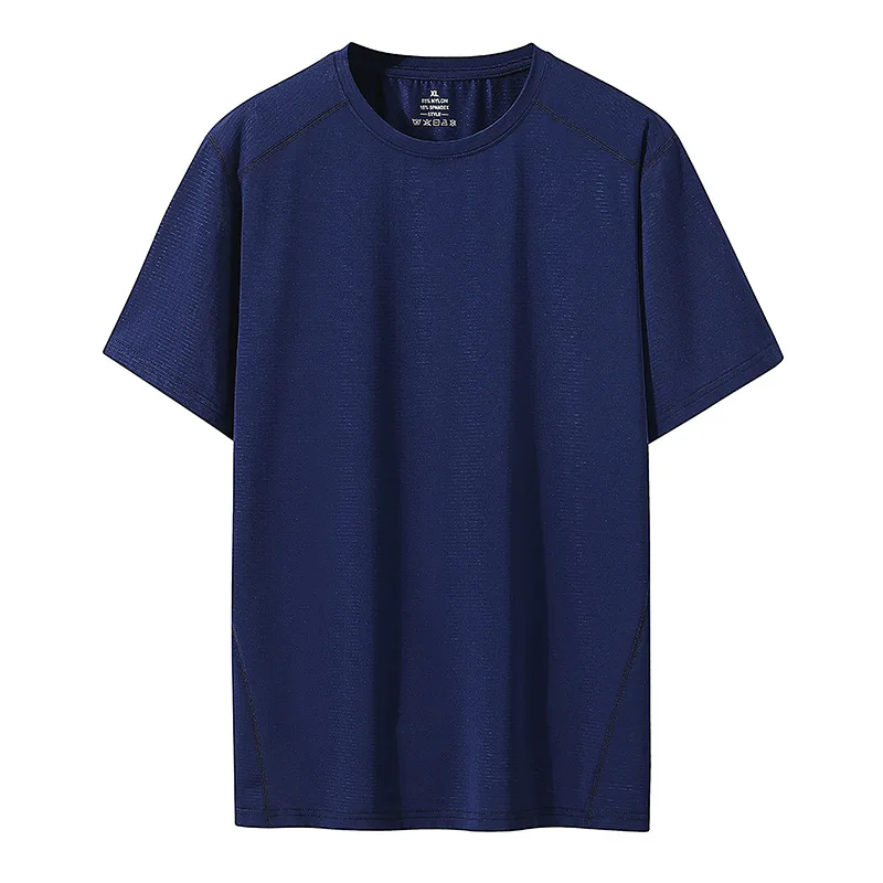 

High Quality 2021New Summer Men Tshirt Solid Men's Ice Silk Thin Short Sleeve Men's Loose T-Shirt Plus Size 7XL 8XL