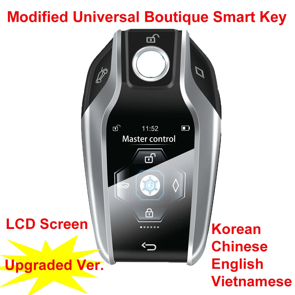 

Modified Boutique Smart Car Key For BMW For Benz For Audi For Lexus LCD Screen One-key Start Replaceable Logo English Korean