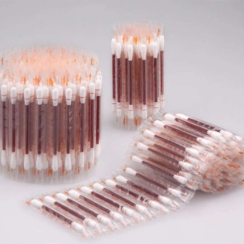 

10 Pcs Disposable Double Head Medical Iodine Cotton Stick Swab Home Disinfection Emergency Wood Buds Tips Nose Ears Cleaning