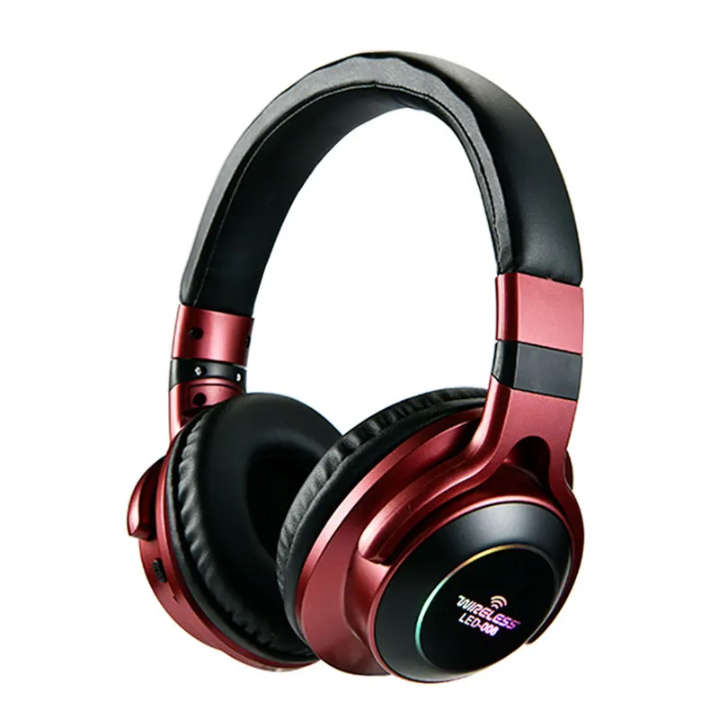 

LED 008 Light Wireless Bluetooth Headphones 3D Stereo Earphone With Mic Headset Support TF Card FM Mode Audio Jack