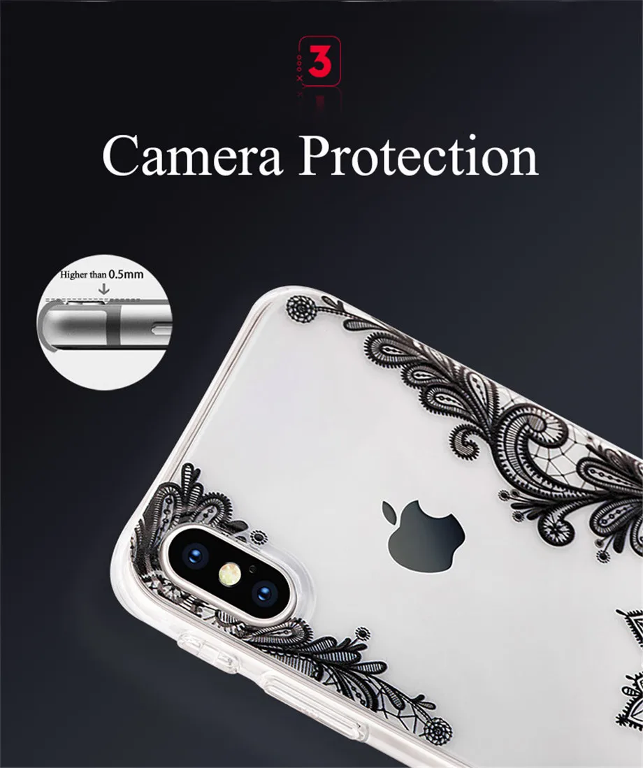 Роскошный силиконовый чехол для телефона iPhone 11 11pro max 8 7 6 6s Plus с кружевными цветами