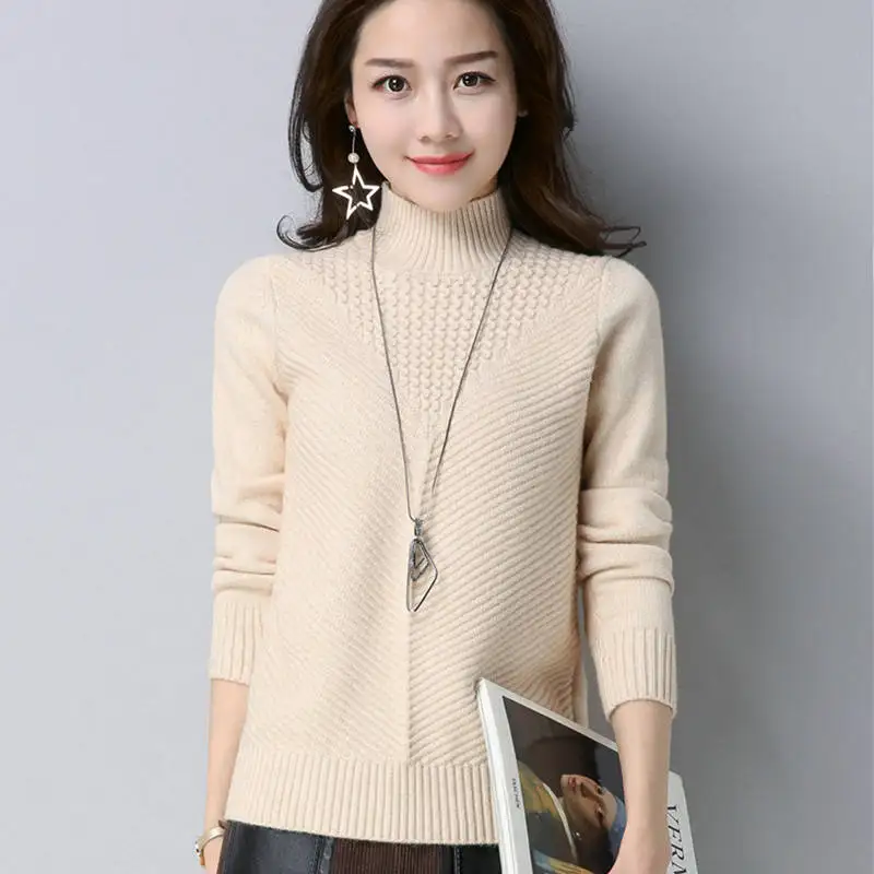 Slimming Knitted Pullover Sweater Fashion Turtleneck Warm Winter Clothes Women Plus Size Loose Cashmere | Женская одежда