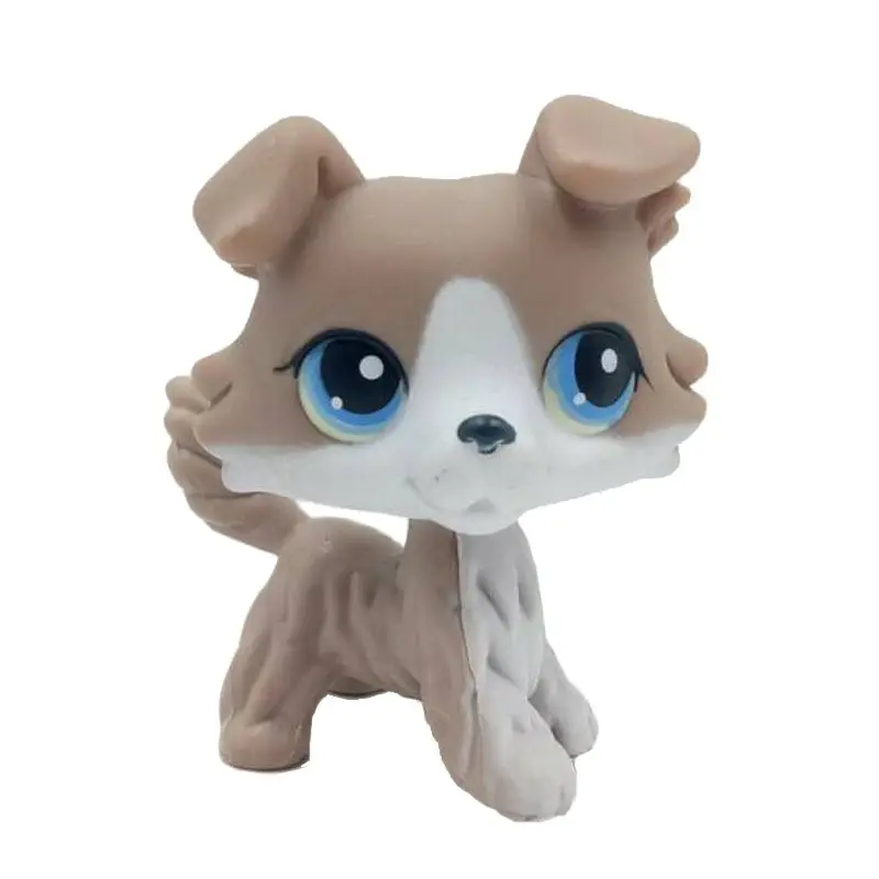 

LPS CAT rare Littlest pet shop bobble head toys mini dog collie #67 grey white Puppy with blue eyes Child Xmas gift old original
