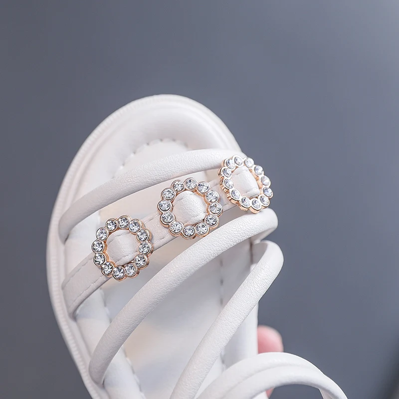 Сандалии детские резиновые со стразами босоножки из искусственной кожи для