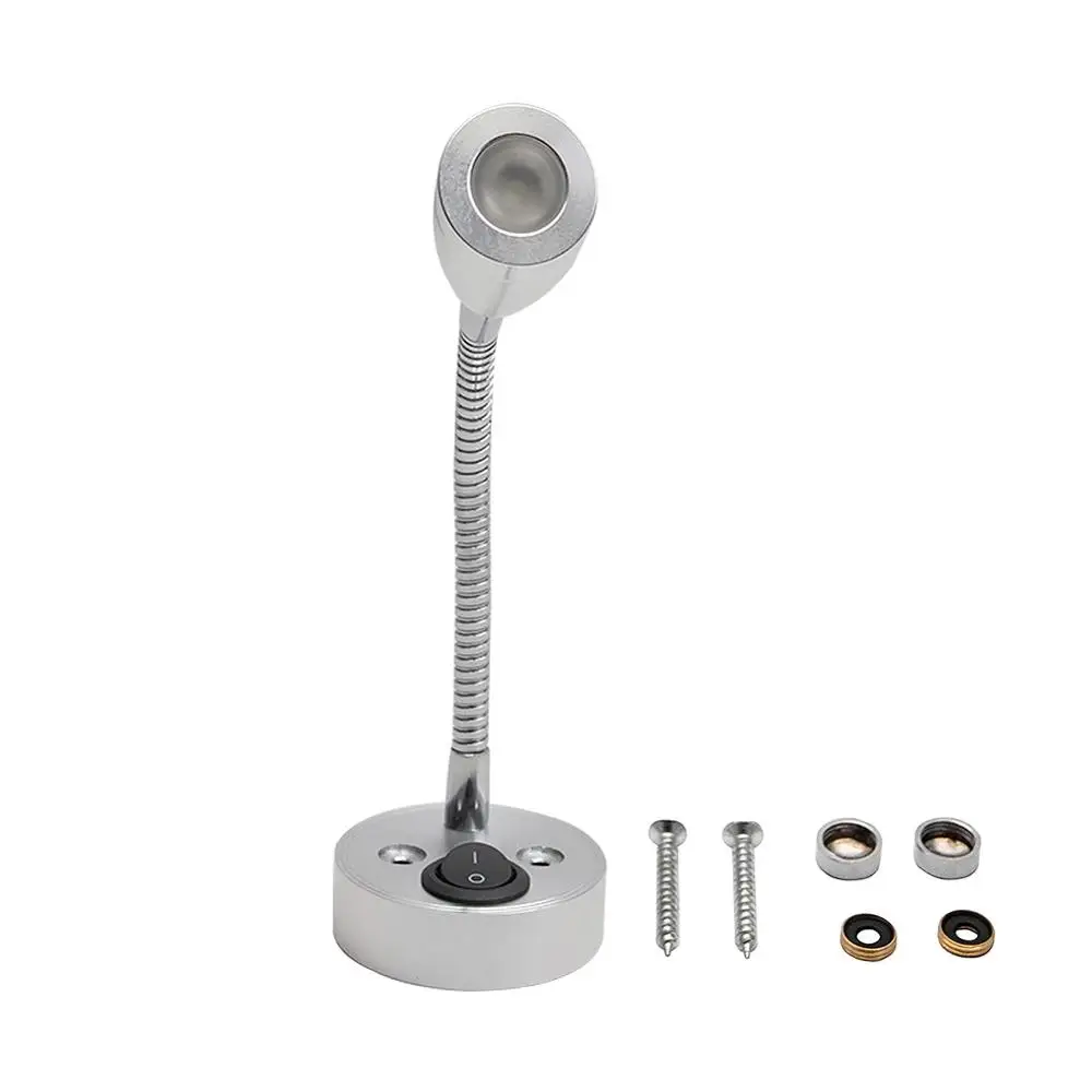 

2pcs Car Reading Light LED Spot Camper Caravan Motorhome Light Warm Light Adjustable Hose Wall Mounted Spotlight Reading Light