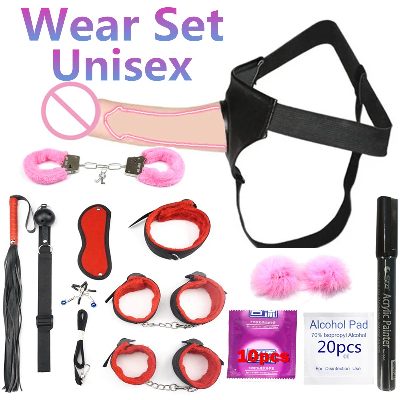 Double  Unisex wear dildo Penis vibrator Sex Toy for couples women Lesbian Jelly Harness Dildos sex shop bondage masturbator