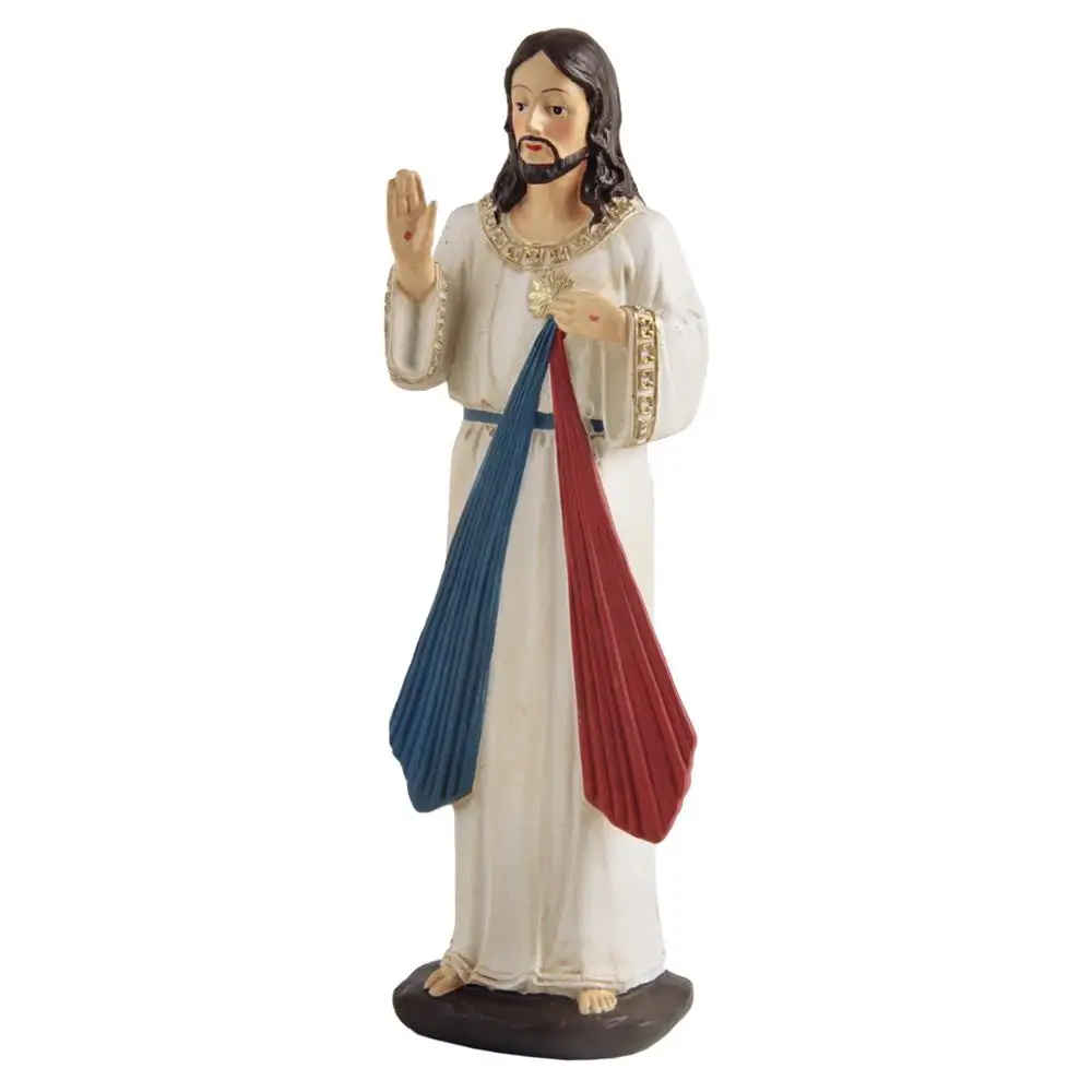 Ручная роспись Иисуса фигурка 19 см высотой Divine Mercy Статуя религиозные полимерные