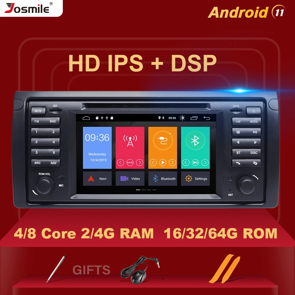 

Автомобильный DVD-плеер DSP 4 Гб 64 ГБ 1 din Android 11 для BMW X5 E53 E39 мультимедийная магнитола аудио GPS Стерео навигация головное устройство 8 ядер