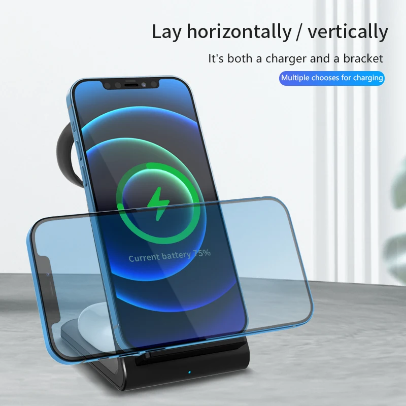 4in1 qi wireless charger for apple watch airpods pro 15w fast wireless charging charger station for iphone xs 11 12 13 pro max free global shipping