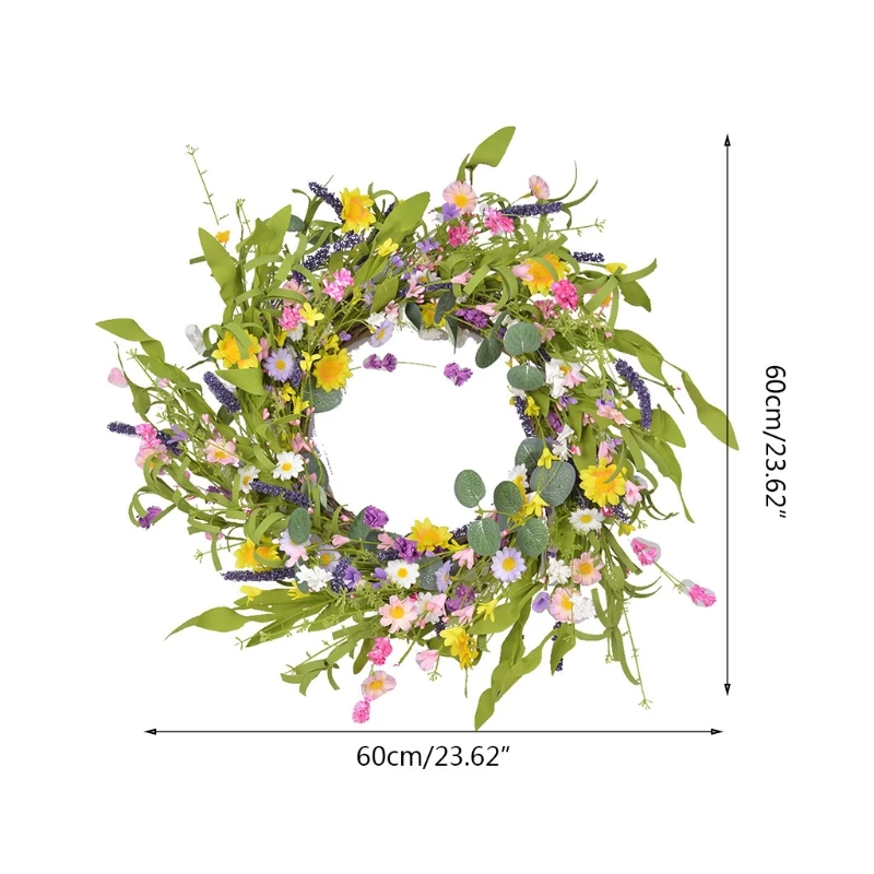 

Artificial Daisy Spring Flower Wreath Large Decoration For Wedding Front Door W0YC