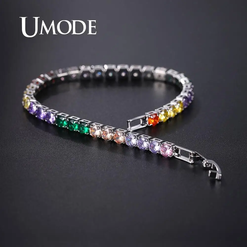 UMODE 6 цветов теннисные браслеты для женщин кубический цирконий камень браслет роскошный кристалл дамы подарок аксессуары Мода UB0097J