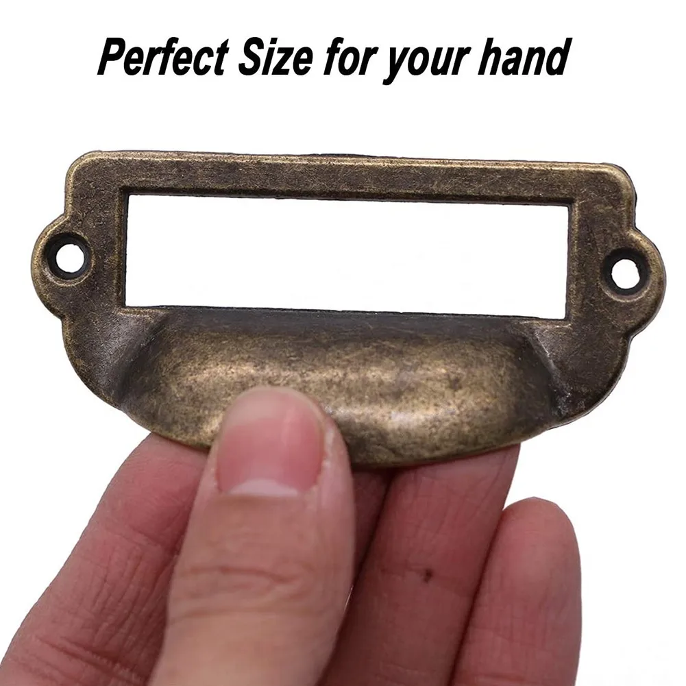 

16Pcs Antique Brass Iron Label Pull Frame Handle File Name Card Holder Furniture Hardware For Furniture Cabinet Drawer Box Case