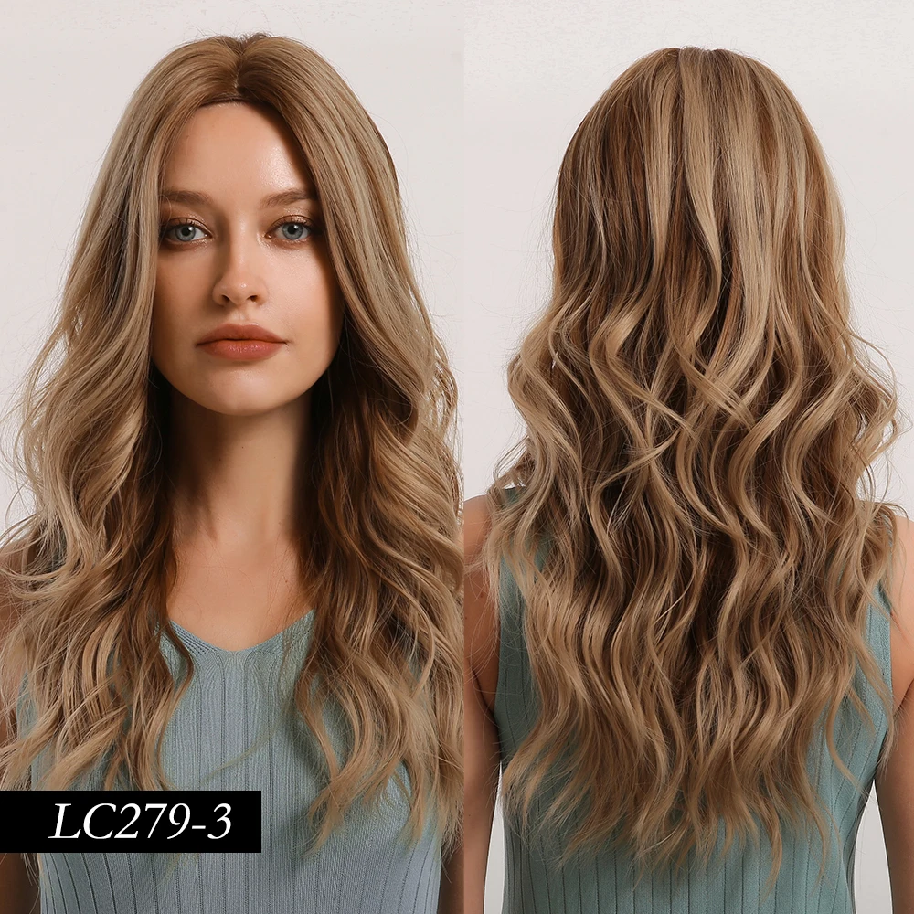 Парик синтетический женский термостойкие натуральные волнистые волосы средней