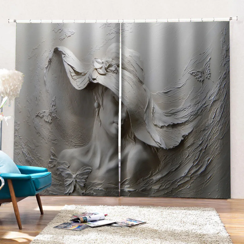 Рельефная 3D занавеска с трехмерной рельефной головкой для душа в ванной