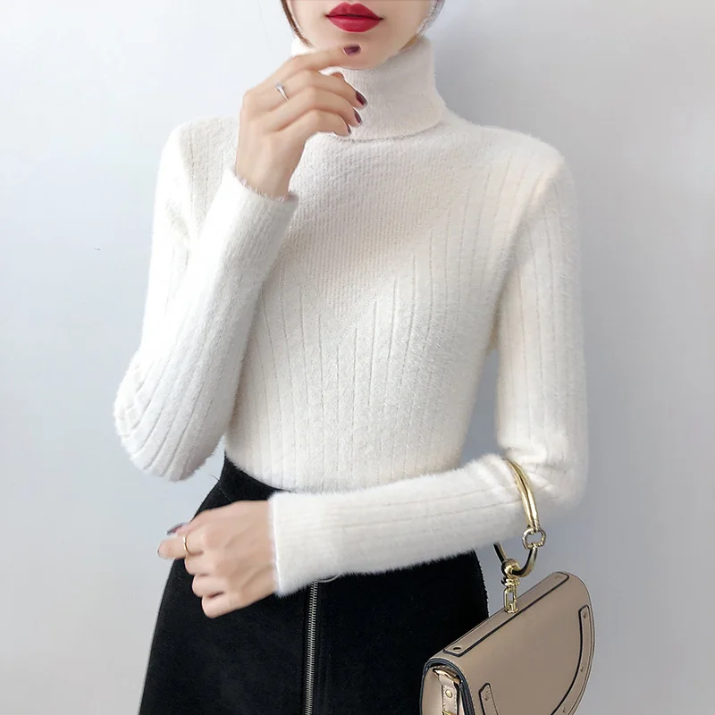 Свитер женский осенне-зимний с высоким воротником | Женская одежда