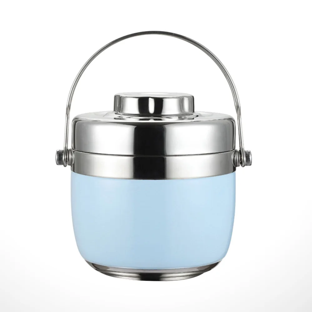 

Stainless Steel Portable Double-tier Bento Container Thermal Insulated Food Bucket (1.5L, Green)