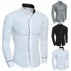 Рубашка Hirigin мужская деловая, роскошная приталенная блузка с длинным рукавом, повседневная строгая блузка, однотонная Облегающая рубашка в деловом стиле
