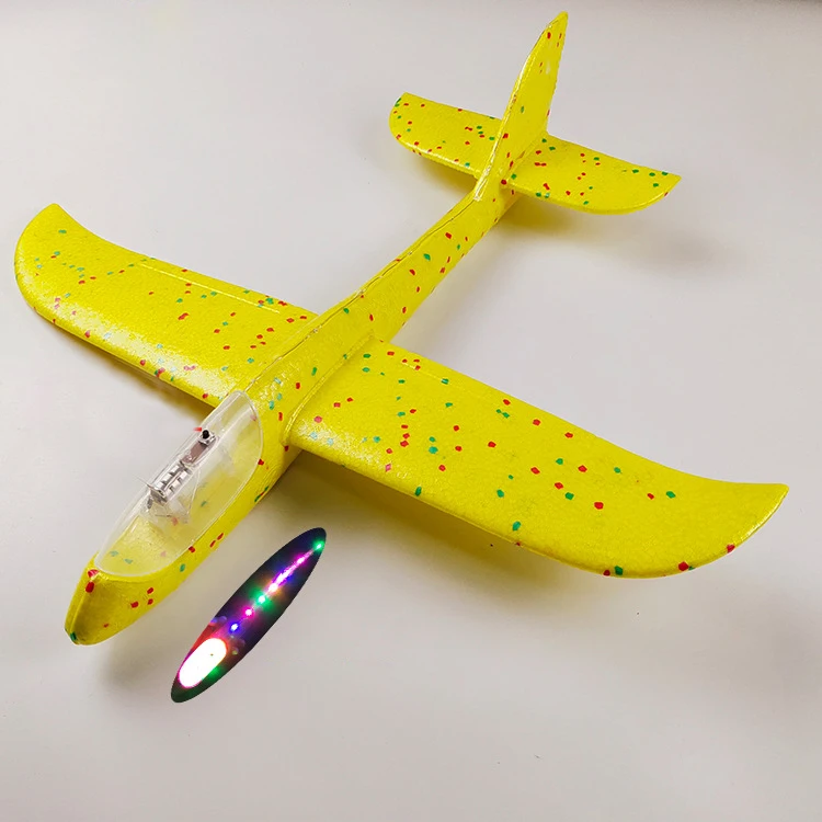 48cm Lamp Yellow Сделай Сам ручной бросок Летающий планер самолеты светящиеся темные игрушки для детей пена модель аэроплана наполнители планер самолет игрушки игра - Цвет: 48cm Lamp Yellow