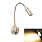 Светодиодный настенный светильник с переключателем 1 Вт 3 Вт гибкие светильники бра светодиодные Настенные светильники для чтения Спальня светильник AC85-265V Алюминий тела