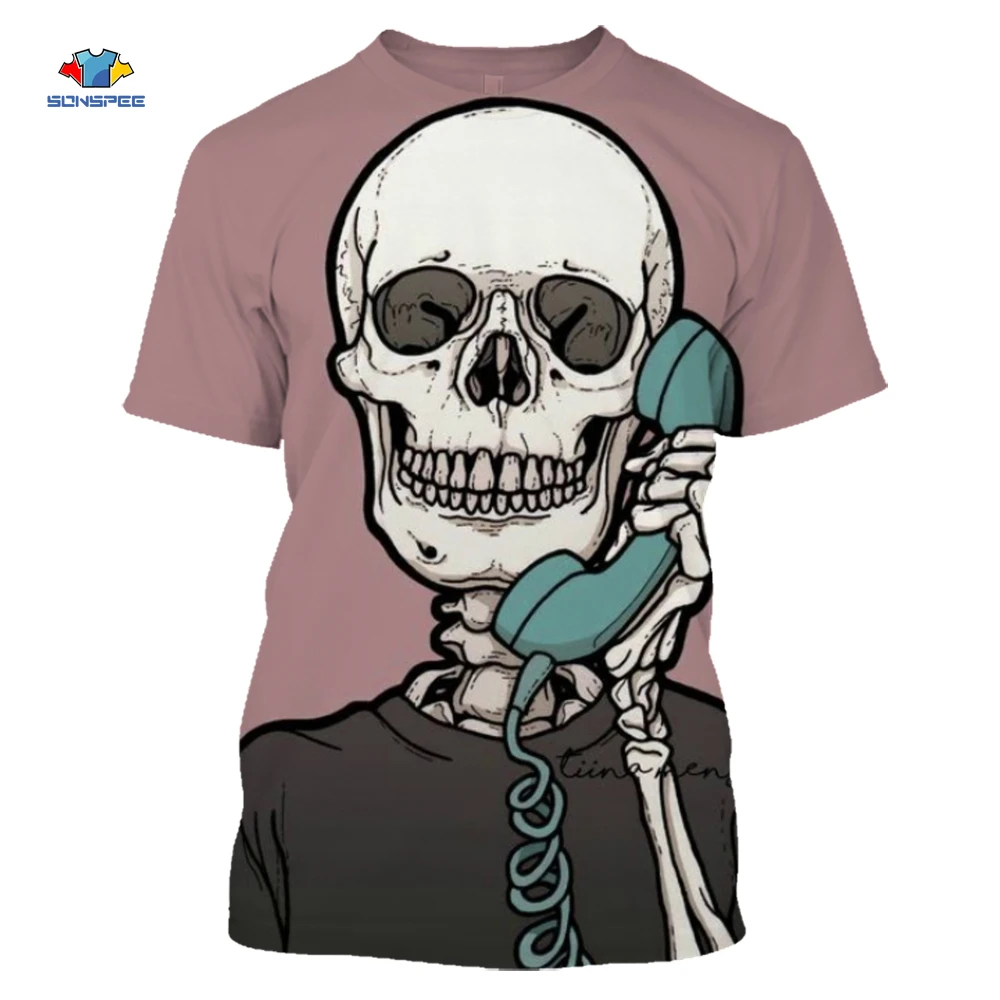 

SONSPEE Summer Tee Funny Bone Art Unisex Casual 3D Print 2021 Men Top Pullover Harajuku T-shirt Novelty Streetwear Fashion