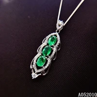 kjjeaxcmy fine jewelry 925 sterling silver inlaid natural emerald womans popular new pendant luxury necklace support test