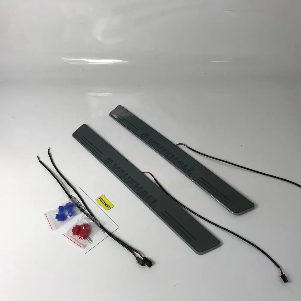 

RQXR led moving door scuff for Opel vauxhall dynamic door sill plate flat lining overlays flowing/fixed light, 2pcs