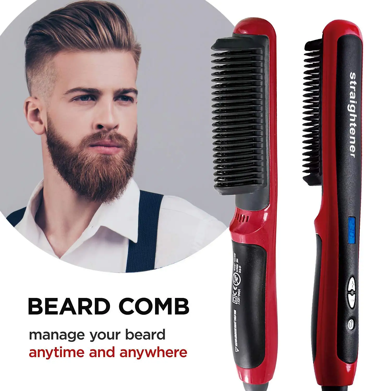 

Multifunctional Men Hair Straightener Comb Irons Quick Heating Electric Straight Hair Brush Styling Beard Straightening Brush
