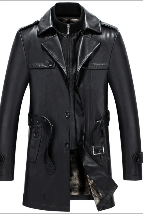 Ветровка мужская из 2020 овечьей шкуры длинная куртка натуральной кожи деловой