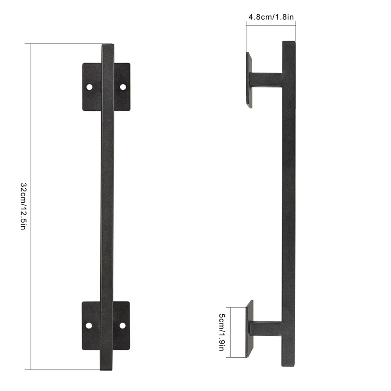 

1 Pcs 12Inch Heavy Duty Steel Black Square Sliding Door Pull Handle & 1 Pcs Simple Multifunctional Metal Iron Coat Rack