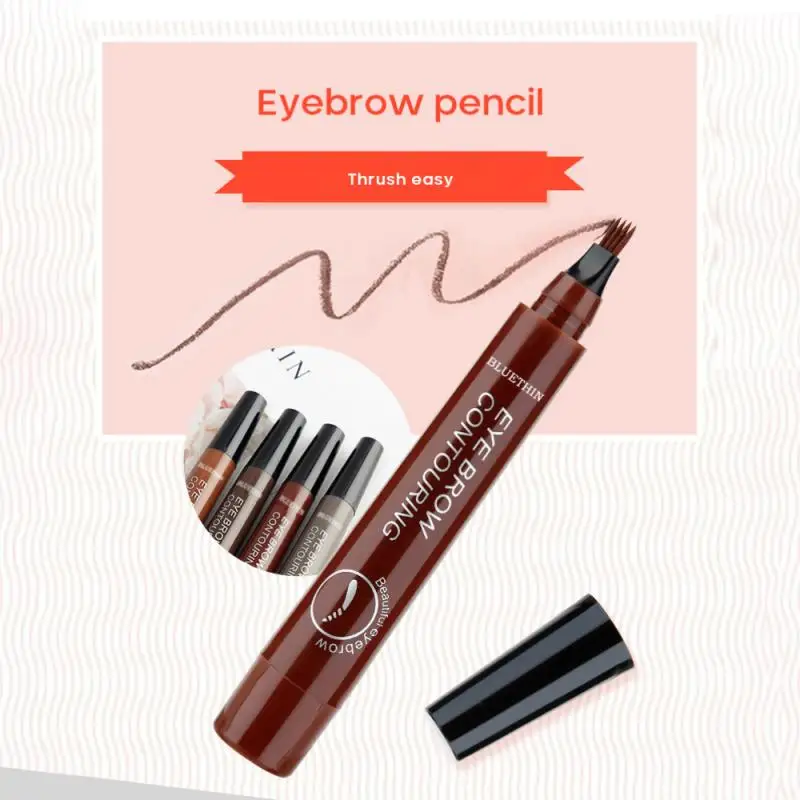 

5 Colors Liquid Eyebrow Pencil Waterproof Lasting 4 Fork Professional Tip Fine Sketch Eyebrow Liquid Eyebrow Pen Cosmetics TSLM