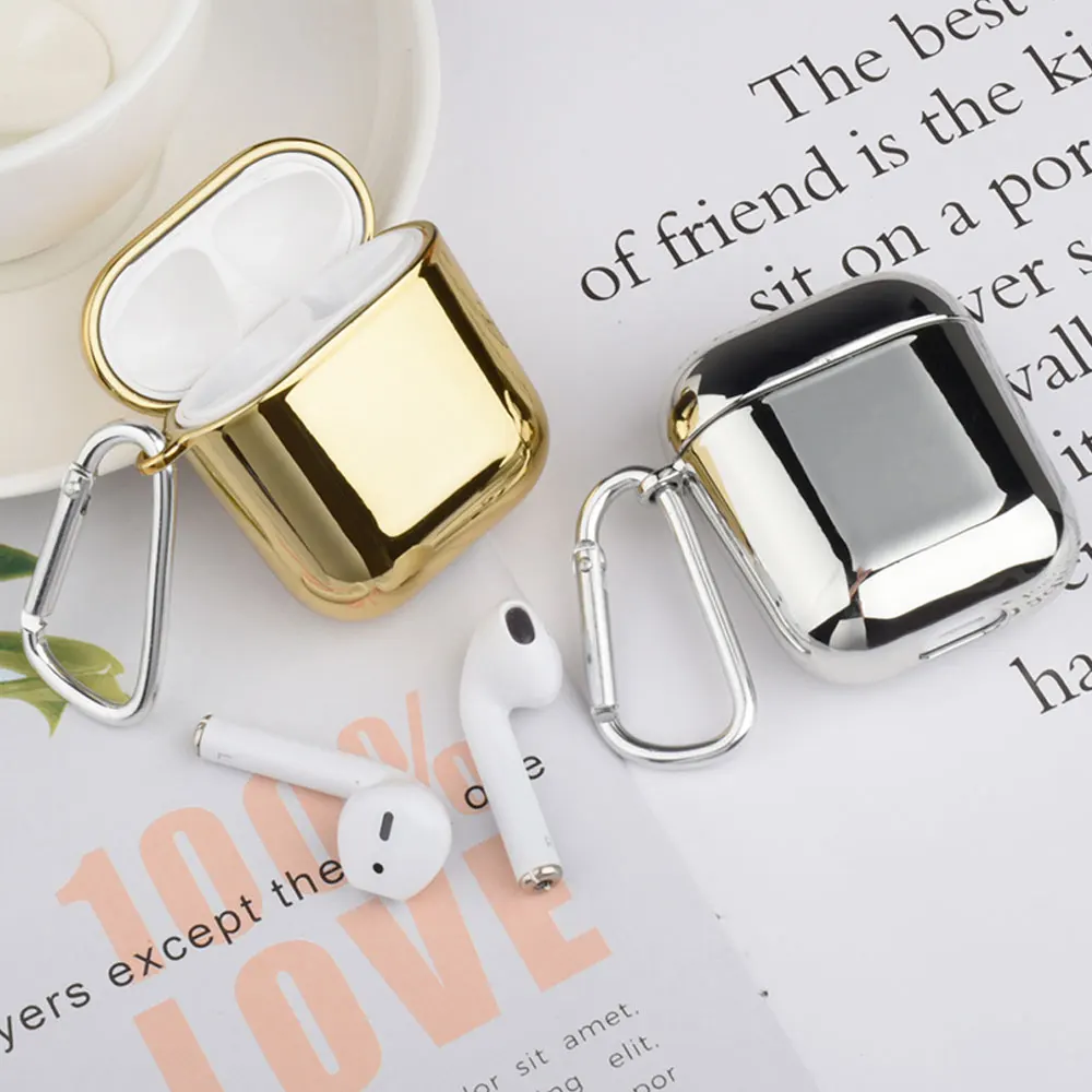 Роскошный Золотой металлический наушник для Airpods 1 2 жесткие чехлы AirPods 1:1 защитный
