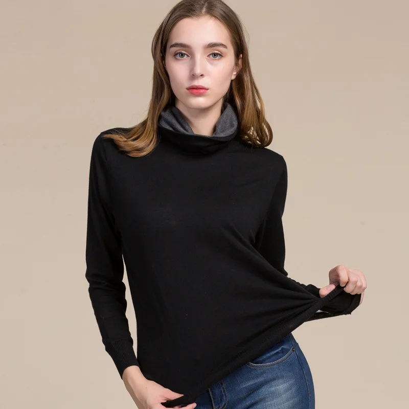 Women Pullovers 85% Silk 15% Cashmere Knitted Turtleneck Winter Bottoming Knit Shirt Long Sleeves Top Size L XL XXL | Женская одежда