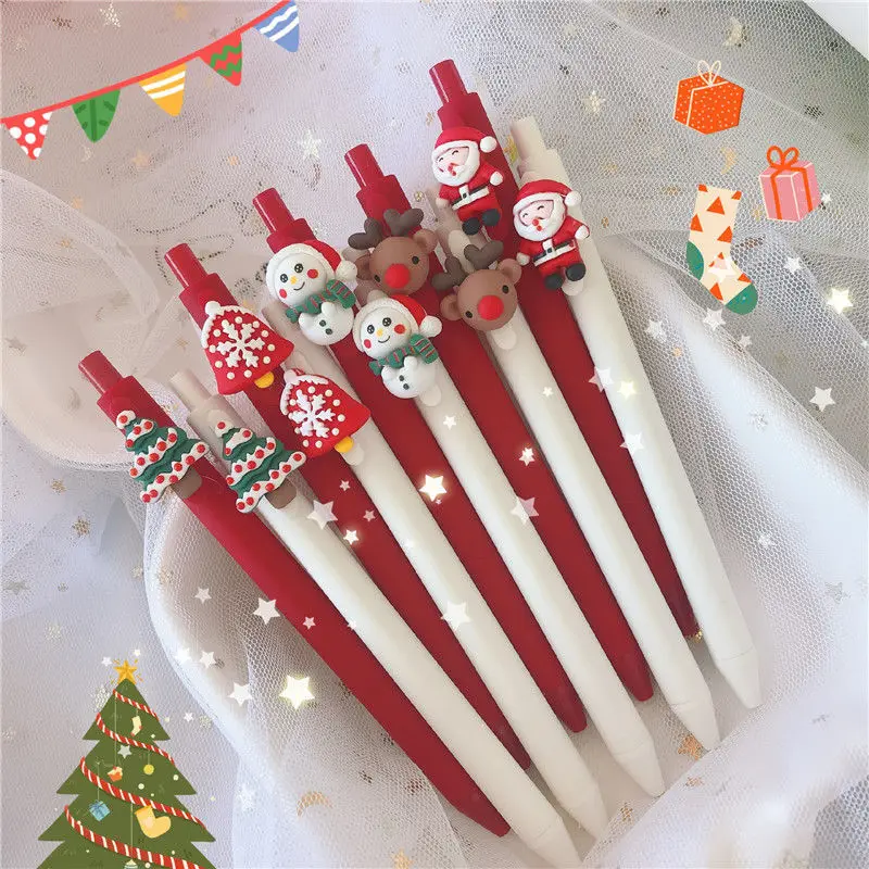 10 Pcs Christmas Gel Cute Santa Claus Pen for Writing School Office Christmas Gifts Cute Stationary Christmas Novelty Gel Pens