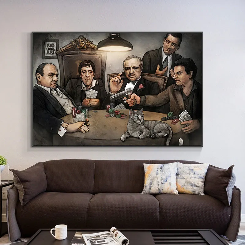 

Gangsters Playing Poker by Chris Iconic Oil Painting On Canvas Print Nordic Poster Wall Art Picture For Living Room Home Decor