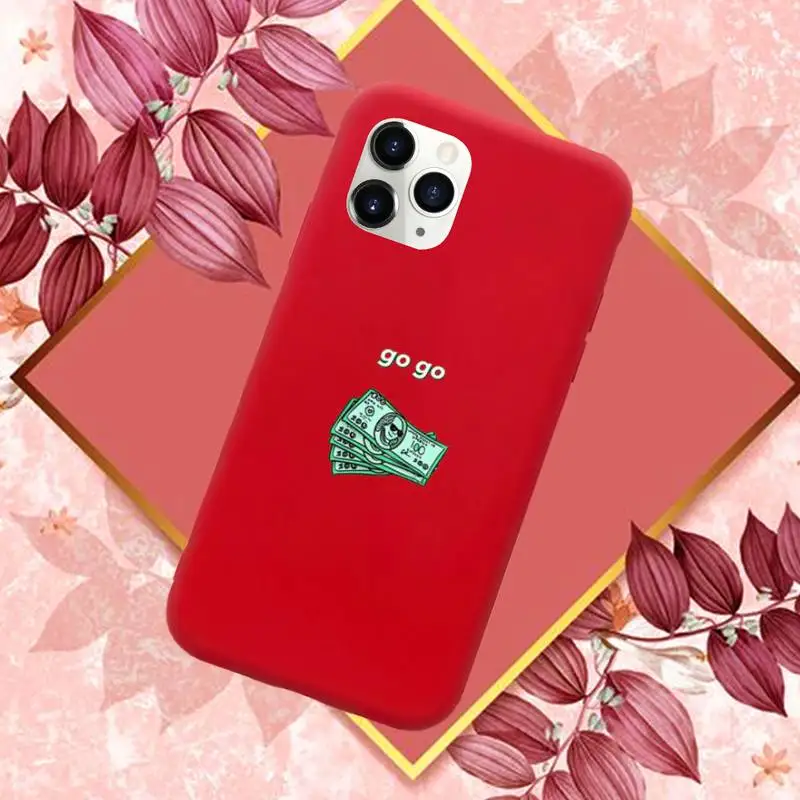 

US Big Money 100 Dollars Phone Case Red Candy Color for iPhone 11 12 mini pro XS MAX 8 7 6 6S Plus X SE 2020 XR