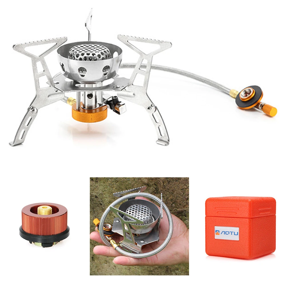 Туристическая горелка портативная газовая плита с пьезозажиганием складная