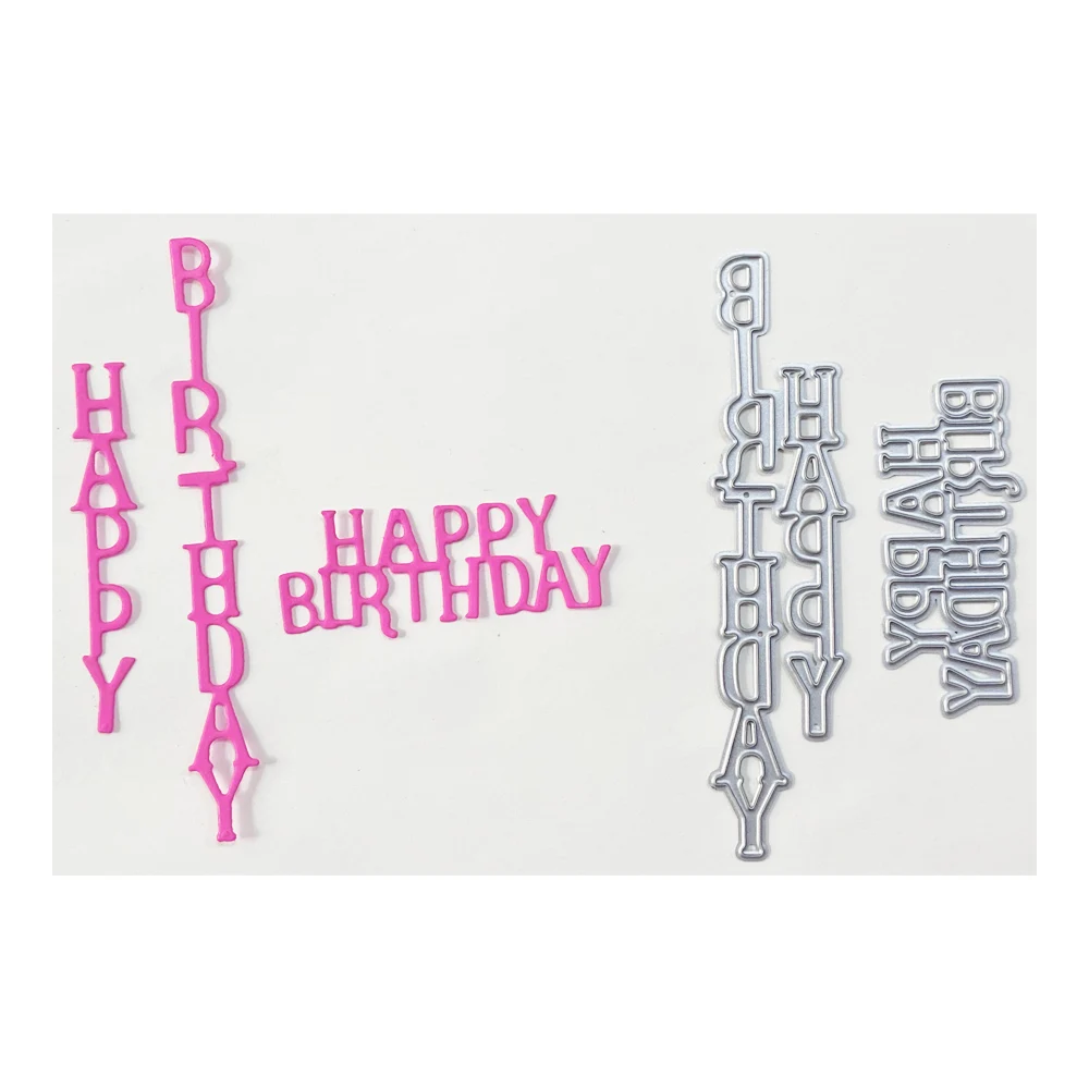 

Happy birthday Cutting Dies Scrapbooking Stencil for Album Paper DIY Gift Card Decoration Embossing Dies New 2019