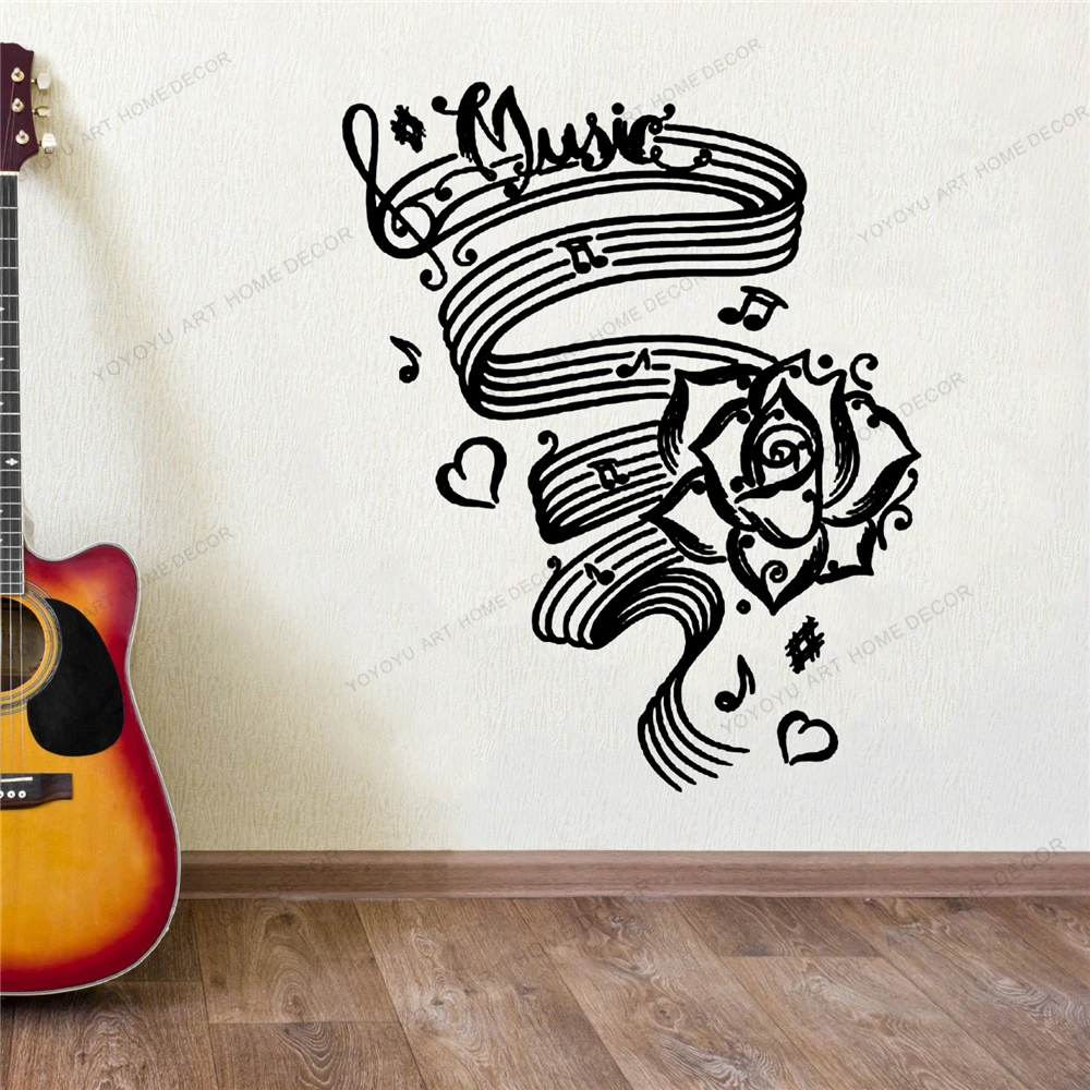 

Flower Music Notes Vinyl Wall Decal Musical Stickers Home Decor Bedroom Art Mural Girl Gift Removable Wallpoof CX1712